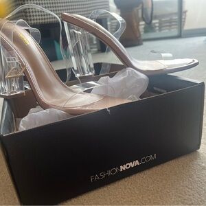 Fashion Nova Transparent Heels - nude/cream/clear